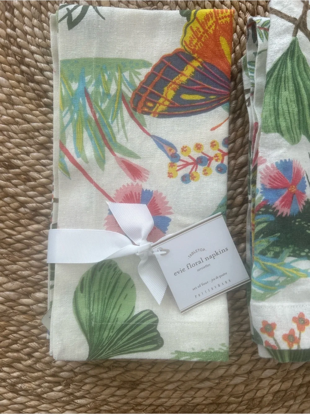 Pottery Barn “Evie” floral fabric napkins